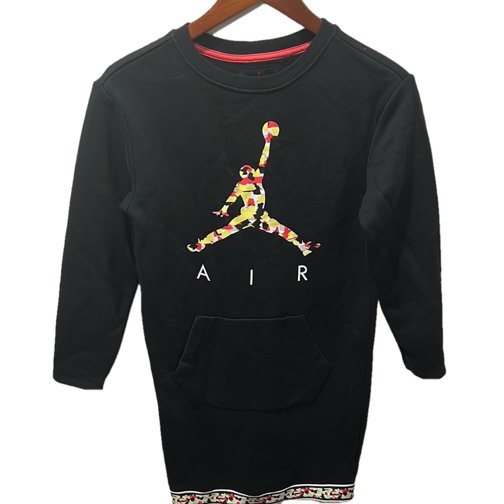 Air Jordan Black Long Sleeve Dress with Colorful Logo size L 12-13yrs GUC
